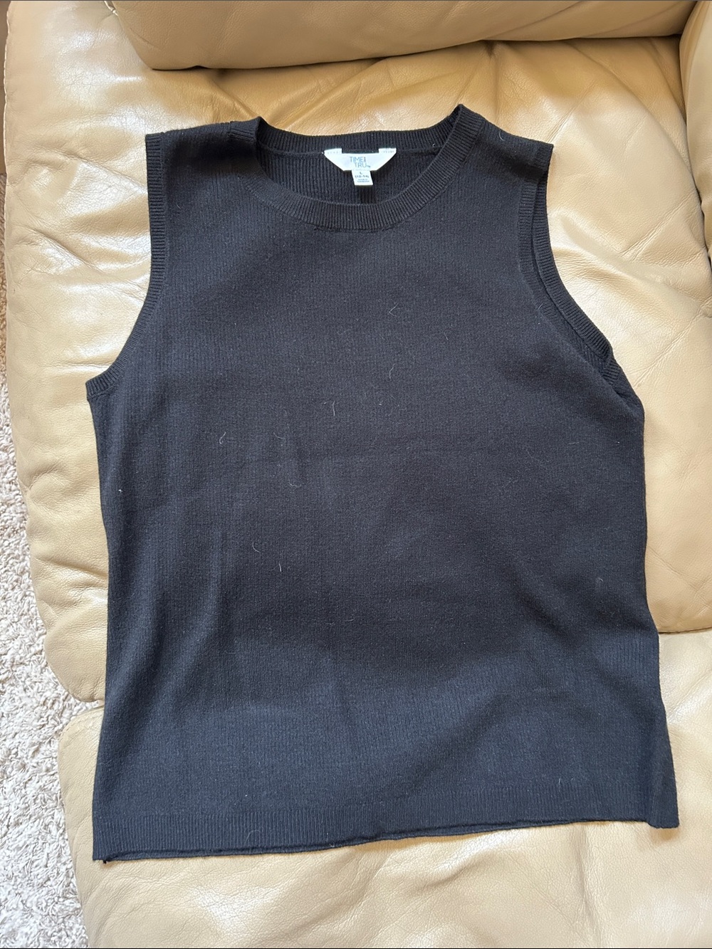 Time and Tru sleeveless sweater black size L NWT